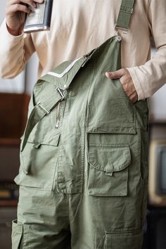 Loose Overalls with Oversized Pockets and Zipper Fly Loose Overalls, Cute Overalls, Oversized Pockets, Work Clothes, Dungarees, Pliers, Ruler, Work Outfit, Fall In Love