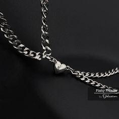 A pair of titanium stainless steel link chain bracelets with half magnetic heart charm that connects to form a full heart. A stylish, low profile minimalist design. The link chain also perfectly fits any punk outfits. Suits all occasions.Do a perfect job when layering or stacking with other bracelets. Non-tarnish and durable.Meaningful and great for gifting. Treat yourselves and also show your encouragement, love and support to your loved ones. Eternal love, BFF best friends for ever.Come in a cute jewelry box, ready to gift.S P E C I F I C A T I O N Length: each approx. 20 cm Heart Chain Bracelet, Gold Heart Bracelet, Couples Bracelet, Bracelet Couple, Friend Bracelets, Heart Chain, Couple Jewelry, Black Week, Couple Bracelets