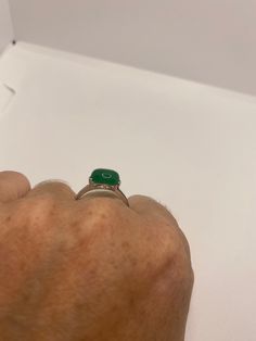 Vintage Lucky Green Nephrite Jade Cocktail Ring Large green nephrite jade Vintage ring, does not tarnish Size 5.75 , 6, 6.25, 7, 7.25, 8, 8.5 or 9 All rings are shipped free in the US in a nice gift box. Check out our over a THOUSAND great reviews!!! Engraving is $4 per letter and is not always perfect depending on the piece. It can take a few days if the jeweler is busy. This is payable to Paypal Judithsltd@gmail.com This is "fun jade" Color enhanced stone. Vintage 1970's re finished. Cabochon Emerald Ring Gift, Gift Cabochon Emerald Ring, Green Emerald Cabochon Rings, Formal Green Turquoise Gemstone Ring, Classic Green Cabochon Emerald Ring, Green Cabochon Ring Jewelry, Green Spiritual Jewelry For Anniversary, Classic Green Jade Jewelry, Classic Green Opal Cabochon Ring