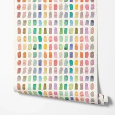 a colorful wallpaper with watercolor shapes on the back and sides, all in different colors