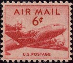 an airmail stamp with the u s postage on it