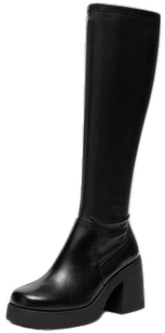 Fall Wide Calf Knee-high Platform Boots, Wide Calf Knee-high Platform Boots For Fall, Black Knee-high Wide Calf Platform Boots, Black Wide Calf Knee-high Platform Boots, Wide Calf Platform Knee-high Boots For Fall, Wide Calf Knee-high Platform Boots With Reinforced Heel, Knee-high Platform Boots With Reinforced Heel For Wide Calf, Formal Wide Calf Mid-calf Heeled Boots, Chic Winter Mid-calf Platform Boots