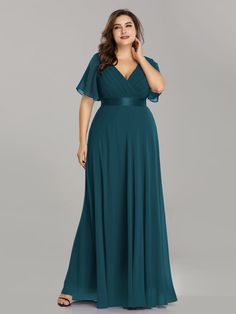 Custom Size Flutter Sleeves Chiffon Empire Waist Bridesmaid Dress  #chive #men #outdoors mother day, mother art, mother movie Long Bridesmaid Dresses With Sleeves, Empire Bridesmaid Dresses, Red Green Dress, Empire Waist Bridesmaid Dresses, Elegant Plus Size, Bridesmaid Dresses With Sleeves, Plus Size Bridesmaid, Fall Wedding Guest Dress, Chiffon Evening Dresses