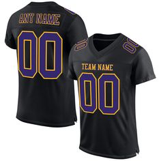 Custom Black Purple-Gold Mesh Authentic Football Jersey Collegiate Black Customizable Jersey, Black Collegiate Jersey, Customizable, Customizable Black Jersey For Game Day, Customizable Black Jersey For Fan Gear, Customizable Black Jersey For Fans, Customizable Black Jersey For Team Spirit, Customizable Black Varsity Jersey, Customizable Black Jersey With Team Spirit, Customizable Black Collegiate Jersey