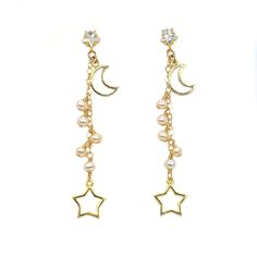 Sweet Night Earrings – La Meno Gold Hypoallergenic Dangle Jewelry, Hypoallergenic Gold Dangle Jewelry, Celestial Gold Plated Single Earring, Celestial Single Gold Plated Earring, Celestial Gold Plated Moon Earrings, Gold Single Moon-shaped Earring, Gold Celestial Round Earrings, Celestial Gold-plated Single Earring, Celestial Gold Round Earrings