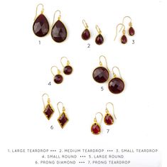 We're celebrating the month of January with beautiful Garnet Quartz earrings! You can choose your favorite gemstone shape and size to fit your style. These earrings would make a great gift for birthdays or holidays, or if you just need a bit of vibrant dark red in your jewelry fashion.The gemstones are listed in the following order:1. Large Teardrop - 18 x 25mm2. Medium Teardrop - 9 x 13mm3. Small Teardrop - 6 x 9mm4. Small Round - 10mm5. Large Round - 18mm6. Diamond Prong - 8 x 13mm7. Prong Tea Red Drop Jewelry With Matching Earrings, Teardrop Birthstone Gemstones For Gifts, Red Teardrop Jewelry With Matching Earrings, Red Gemstone Jewelry As Gift For Her, Red Gemstone Jewelry Gift For Her, Amber Birthstone Jewelry For Anniversary, Teardrop Crystal Earrings Gift, Anniversary Crystal Gemstone Earrings, Teardrop Crystal Earrings For Pierced Ears Gift