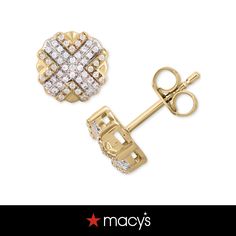 in stock Macy's 14k Gold Diamond Earrings For Anniversary, Macy's Yellow Gold Diamond Earrings With Accents, Fine Jewellery Earrings, 10k Gold, Jewelry Watches, Pick Up, In Store, Fine Jewelry, Buy Online