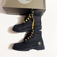 Timberland Premium 6" Waterproof Boots Black Yellow Plaid Nubuck Boys Sz 4. Condition is New with box. Shipped with USPS Ground Advantage. Timberland Outfit, Timberland Premium, Black Timberlands, Yellow Plaid, Waterproof Boots, Boys Shoes, Kids Boys, Black N Yellow, Black Boots