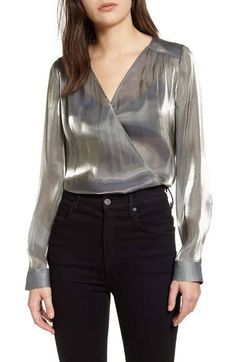 Shirt Winter Outfit, Metallic Shirt, Style Analysis, Tie Waist Top, Dot Texture, Surplice Top, 2020 Fashion Trends, Tie Neck Blouse, 2020 Fashion