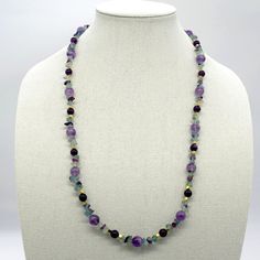 Handmade. Beautiful, Unique. One Of A Kind. Length 28 Inches. Free Gift With Purchase. Fast Shipping. N1490 Handmade Blue Amethyst Crystal Necklaces, Handmade Blue Amethyst Crystal Necklace, Purple Single Strand Bohemian Beaded Necklace, Bohemian Purple Single Strand Beaded Necklace, Multicolor Adjustable Amethyst Necklace, Purple Amethyst Faceted Bead Crystal Necklaces, Purple Amethyst Crystal Necklaces With Faceted Beads, Purple Amethyst Crystal Necklace With Faceted Beads, Purple Amethyst Necklace With Faceted Beads