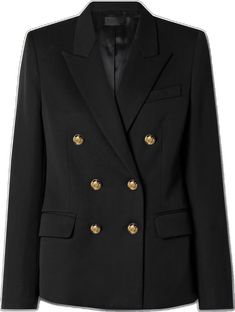 a black jacket with gold buttons on the lapel