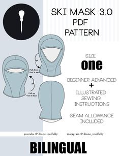 Ski mask or Balaclava pattern life size, for adults. There are also the assembly steps included. Instantly downloadable, so you can get started on your project right away. Happy sewing! Print format: A4 US Letter Full size balaclava or hood pattern, adult size There are also the assembly steps. Print format: A4 Letter (mixed) Ski Mask Sewing Pattern, Balaclava Sewing Pattern, Balaclava Pattern, Menswear Design, So You, Hood Pattern, Ski Mask, You Can, Life Size