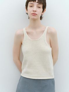 Composition : cotton100Color : beigeCountry of Origin : KOREA Sleeveless Knit, Cami Tanks, Composition, Top Outfits, Tank Tops, Knitting, The Originals, Clothes For Women, Clothes