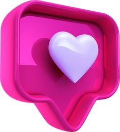 a heart shaped object in the center of a pink speech bubble