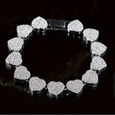 1pc Fashion Full Rhinestone Love Silvery Bracelet. Street Hip Hop Style Men Women's Fashion Jewelry Couple Bracelet Style: Funky The Main Material: Zinc Alloy Plating: Silver Plated Size: 8” Silver Rhinestone Bracelets For Valentine's Day, Silver Iced Out Jewelry For Valentine's Day, Valentine's Day Silver Bracelets With Rhinestones, Iced Out Silver Jewelry For Valentine's Day, Crystal Heart Bracelet For Wedding And Valentine's Day, Valentine's Day Silver Bracelet With Rhinestones, Heart-shaped Rhinestone Bracelet As Gift, Elegant Rhinestone Bracelets For Valentine's Day, Heart-shaped Crystal Bracelets For Valentine's Day