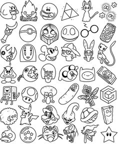 an image of cartoon characters drawn in black and white