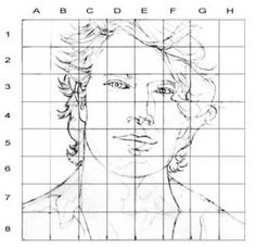 a drawing of a man's face on a grid