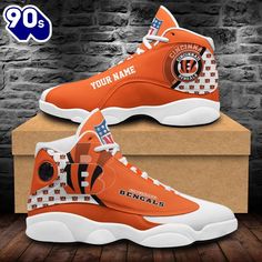 Cincinnati Bengals Shoes Custom Your Name Jordan 13 Shoes The Jordan 13 Shoes are a standout in the iconic Air Jordan lineup, celebrated for their sleek design and exceptional performance. Featuring a distinctive silhouette with a combination of suede and leather, these sneakers are not only stylish but also engineered for comfort and support. The 13s are known for their innovative cushioning system and durable outsole, making them a favorite among athletes and sneaker enthusiasts alike. With... Sporty Leather Jordan Shoes, Sporty Leather Jordan Shoes With Laces, Leather Sporty Jordan Shoes, Sporty Leather Jordan Shoes With Perforated Toe Box, High-top Leather Jordan Shoes With Laces, Leather High-top Jordan Shoes, Dynamic Leather Custom Sneakers, High-top Sneakers With Rubber Sole For Sports, Sporty Leather Lace-up Jordan Shoes