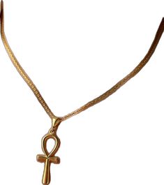 Symbolic Snake Chain Jewelry Gift, Gold Pendant Charm Necklace For Formal Occasions, Handmade Ankh Gold Necklace, Handmade Gold Ankh Necklace, Gold Plated Engraved Chain Necklace, Gold-plated Engraved Chain Necklace, Gold-tone Spiritual Necklace For Gifts, Elegant Tan Necklace With Adjustable Chain, Engraved Gold Plated Chain Necklace