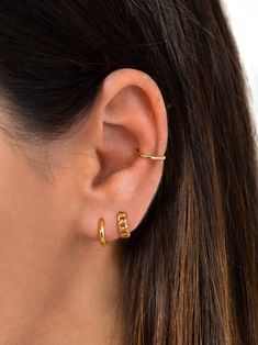 "Everybody's favorite - these tiny chain huggie hoop earrings are perfect for mixing and matching with other earrings. Perfect for second or third hole earholes, or for the first earhole for those with smaller earlobes. Simple, elegant and versatile, with an easy snap closure. * D E T A I L S * ∙ Sold individually (1 hoop) or by pair (2 hoops) ∙ Material: .925 Sterling Silver or 18K Gold Plated over .925 Sterling Silver ∙ Inner diameter: 8mm ∙ Hypoallergenic & nickel-free * P A C K A G I N G Trendy Hypoallergenic Piercings, Trendy Hypoallergenic Ear Cuff For Everyday Wear, Trendy Huggie Piercings Gift, Trendy Huggie Piercings For Gifts, Trendy Small Hoop Single Ear Cuff, Trendy Gold Hypoallergenic Piercings, Trendy Pierced Ear Cuff For Everyday, Trendy Nickel Free Gold Piercings, Trendy Nickel-free Gold Piercings