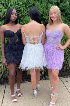 Modsele black short homecoming dress features strapless neckline and feathered sheath skirt.#hoco2023#homecomingdresses#formaldresses#homecoming#schooleventdress#holidaydress#graduationdress#cocktaildress Strapless Dress With Feather Trim For Prom, Sleeveless Feather Trim Dress For Homecoming, Fitted Strapless Dress With Feathers, Feather Detailed Mini Dress For Prom Season, Feathered Mini Dress For Prom Season, Strapless Feather Trim Dress For Prom, Fitted Feather Dresses For Homecoming, Strapless Feather Trim Dress For Prom Season, Fitted Feather Trim Dresses For Prom Season