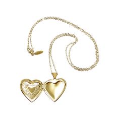 Keep pictures of your loved ones close to your heart with this beautiful gold photo locket necklace. The necklace is made with a large gold plated, heart shaped photo locket that is suspended on a long, 30 inch (76.2cm) 14K gold filled chain, that is durable but attractive. The necklace has a 14K gold filled lobster clasp. Because of the length of the necklace, it can be worn alone or paired with shorter necklaces for a layered look. This locket is larger than the average photo locket. The avera Personalized Gold Heart Necklace Keepsake, Personalized Gold Heart Necklace For Keepsake, Gold Heart Locket Necklace For Memorial, Elegant Gold Heart Keepsake Necklace, Elegant Gold Heart Necklace For Keepsake, Gold Heart Pendant Locket Necklace For Memorial, Gold Pendant Locket Necklace Keepsake, Gold Charms Locket Necklace Keepsake, Gold Pendant Locket Necklace For Keepsake