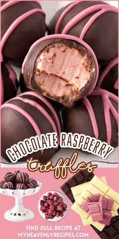 chocolate raspberry truffles with text overlay