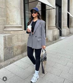 530 Outfit, Grey Blazer Women, Nb 530, Grey Blazer Outfit, Bridesmaid Jumpsuit, Blazer Outfits Casual, New Balance Outfit, Jumpsuit Casual