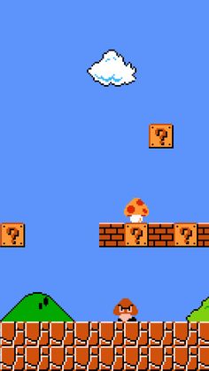 an old - school video game with mario running