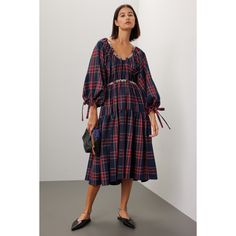 Multicolor plaid cotton (64% rayon, 34% polyester, 2% elastane). Hourglass. Long sleeves. Boat neck. Pull on. 46" from shoulder to hemline. Imported. Fitted Midi Length Plaid Dress, Midi-length Plaid Dress For Fall, Fall Gingham Plaid Midi Dress, Plaid Cotton Midi Dress For Fall, Fall Plaid Midi Dress, Fall Plaid Cotton Midi Dress, Workwear Midi Length Plaid Dress, Plaid Midi Length Dress For Work, Plaid Midi Length Dress For Daywear