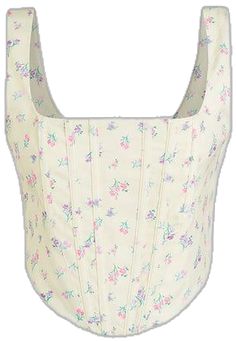 Trendy Cropped Summer Corset, Trendy Cropped Corset For Summer, Feminine Fitted Spring Corset, Fitted Feminine Spring Corset, Fitted Sleeveless Spring Corset, Fitted Ditsy Floral Print Tops For Spring, Feminine Fitted Corset For Spring, Fitted Sleeveless Corset For Spring, Sleeveless Fitted Corset For Spring