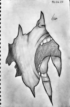 a drawing of a shark with its mouth open