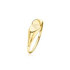 Ross-Simons - Single Initial - Child's 14kt Yellow Gold Heart Signet Ring. Something special for your little girl. Our 14kt yellow gold heart signet ring is a timeless style that makes a wonderful first piece in her growing jewelry box. Make it personal with a FREE engraving of a single initial in your choice of block or script type. 3/16" wide. Child's 14kt yellow gold personalized heart signet ring. Personalized Yellow Gold Heart Ring In Sterling Silver, Personalized 14k Gold Heart Ring For Valentine's Day, Personalized Yellow Gold Heart Ring For Mother's Day, Personalized 14k Gold Heart Ring Fine Jewelry, Personalized 14k Gold Heart Ring, 14k Gold Heart Ring For Mother's Day, Classic Engraved Yellow Gold Ring For Valentine's Day, Classic Sterling Silver Heart Ring In Yellow Gold, Yellow Gold Heart Shaped Signet Ring Stamped 14k