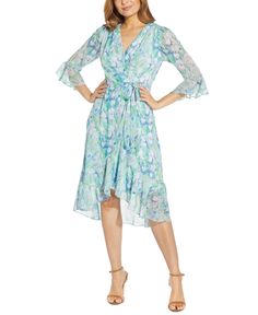 in stock Blue Dress Beach, Midi Blue Dress, Chiffon Dress Short, Long Sleeve Chiffon Dress, Romantic Floral Print, Midi Dress Blue, Chiffon Shorts, Chiffon Floral, Chiffon Midi Dress