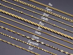 💎 For other length option  https://chicsjewelry.etsy.com/listing/1832237764/18k-gold-chain-necklace-woman-cuban-link 💎 For Silver Color Chains https://www.etsy.com/listing/1262320490 💎 Dainty Gold Chain Necklace | 18K Gold Plated Stainless Steel Chain * High quality Stainless steel chains, Necklace chain for women and girls, Chain Necklace for men and boys, Chains for pendants, cuban link chain, paperclip chain necklace  ---- Material  ---- * High quality 18k Gold Plated Stainless Steel, they Chain Necklace For Men, Jewelry Knowledge, Fancy Jewelry Necklace, Gold Chain Design, 18k Gold Chain, Gold Bar Necklace, Gold Necklace Set, Figaro Chain, Gold Necklace Women