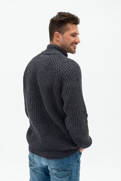 "Natural merino wool jumper with full zip is a mixture of traditions and the same freedom of ability to wear this sweater whenever you are spending time in nature or going to the theater, restaurant with your family or friends. Cosy handmade garment for men is 100% merino wool yarns. Warm sweater freely fits under the jacket or coat. Inspired by Scandinavian minismalist style & timeless classy silhouette. Hand knitted garment features full front zip, WoolHouse leather label. Composition: 100 Mens Sweaters, Time In Nature, The Theater, Wool Jumper, Merino Wool Yarn, Warm Sweater, Leather Label, Warm Sweaters, Merino Wool Sweater