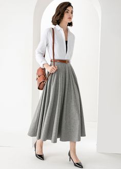 Elegant Long Gray Skirt, Elegant Gray Flowy Skirt, Gray Relaxed Fit Lined Maxi Skirt, Gray Relaxed Fit Maxi Skirt With Lining, Gray Relaxed Maxi Skirt With Lined Skirt, Gray Relaxed Maxi Skirt With Lining, Casual Gray Flowy Skirt, Gray Flowy Casual Skirt, Gray Flared Maxi Skirt With Lined Skirt