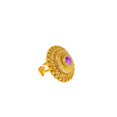 Adorn your hand with the splendor of this 22k antique gold cocktail ring by Virani Jewelers. Featuring intricate detailing and vibrant gemstones, this gold ring is a true work of art. Indulge in the beauty of fine gold jewelry and make a statement of sophistication with this stunning antique gold ring.Features• 22k yellow gold• Sapphire• Cubic zirconia• Antique finishSpecifications:• Minimum Width - 1.85 millimeters• Maximum Width - 28.35 millimeters• Length - 1 inch• Size - Adjustable• Weight - Gold Temple Jewelry Rings For Festive Season, Festive Gold Temple Jewelry Rings, Festive 22k Gold Rings With Intricate Design, Yellow Gold Gemstone Ring In Temple Jewelry Style, Yellow Gold Gemstone Temple Jewelry Ring, Yellow Gold Gemstone Temple Ring, Yellow Gold Temple Jewelry Ring With Gemstone, Traditional Oval Rings With Intricate Design, Traditional Gold Ruby Ring As Gift