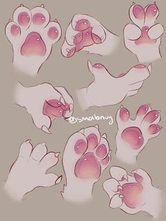 some pink and white hands with different shapes