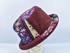 Bucket Roll Brim Boho Hat Thai Hill Tribe Fabric for festivals Funky looking Hippie Hat as in the picture. Great for both men and ladies. Fully lined with 100% cotton. Size - fairly large! Circumference of headband is 23 inches at widest part at the bottom, so will fit head between 23 inches and 25 inches by adjusting ride height and its own elasticity. Photos As the hats are individual and handmade, due to fabric placement each hat may vary slightly from the pictures. You will get a hat in the Aztec Hat, Hippie Hat, Funky Hats, Purple Hat, Hat Party, Boho Hat, Festival Hat, Purple Hats, Aztec Pattern