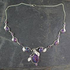 Amethyst Y-necklace, 'Dew Blossom' - Purple Turquoise and Amethyst Handmade Necklace from India Jewelry Wishlist, Purple Turquoise, Garnet Bracelet, Silver Work, Wrapped Jewelry, Girly Stuff, Amethyst Pendant, Labradorite Pendant, Pendant Design