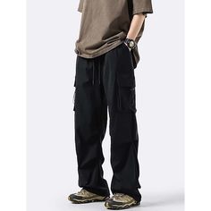 Fall/Winter Men’s Velvet Paratrooper Cargo Pants  Material: 100%Cotton  Size: M, L, XL, 2XL, 3XL Color: Black Style: Cargo Pants Waist Type: Mid-High Waist  Season: Spring, Fall, Winter   Occasion: Leisure, Outdoor, Daily, Vacation, Fall Outfits Cargo Pants Outfit Men Winter, Winter Cargo Pocket Parachute Pants For Outdoor Activities, Winter Outdoor Parachute Pants With Cargo Pockets, Winter Baggy Cargo Jeans, Winter Bottoms For Outdoor Activities With Multiple Pockets, Black Military Style Cotton Cargo Pants, Winter Utility Cargo Jeans With Side Pockets, Baggy Cargo Jeans With Side Pockets For Winter, Winter Outdoor Bottoms With Cargo Pockets