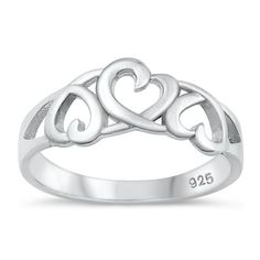 Women's Heart Love Forever Promise Ring .925 Sterling Silver Band Jewelry Female Male Unisex Size 4 All our silver jewelry is crafted from .925 silver also commonly referred to as sterling silver. Sterling silver is the standard for beautiful high-quality silver jewelry and cannot be replicated by lower priced silver plated jewelry. It is 92.5% pure silver, mixed with alloys to add strength and durability to stand the test of time. Keep your fine jewelry shiny and elegant by storing it properly. Adjustable Silver Heart Ring For Mother's Day, Mother's Day Sterling Silver Heart Cut Rings, Classic Silver Sterling Heart Ring, Silver Double Heart Ring For Mother's Day, Silver Heart Ring For Mother's Day Promise, Classic Sterling Silver Heart Ring For Valentine's Day, Classic Silver Open Heart Rings, Nickel-free Silver Heart Ring In Sterling Silver, Nickel-free Sterling Silver Heart Ring