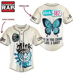 an image of a baseball jersey with the name blink in the crowd like a ghost on it