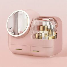 PRODUCT SPECIFICATIONS Name: Makeup Storage Organizer Box with Led Lighted Mirror Color: White; Pink; Green Material: PS Product Dimensions: 31*37.5*22cm / 12.2*14.8*8.7inch Product Weight: 1.79kg Package Included: 1* Makeup Storage Organizer Box Size: 12.2" x 14.8" x 8.7". Places To Draw, Makeup Storage Organizer, Penyimpanan Makeup, Makeup Storage Organization, Cosmetics Storage, Led Makeup Mirror, Lighted Mirror, Make Up Organiser, Closet Accessories