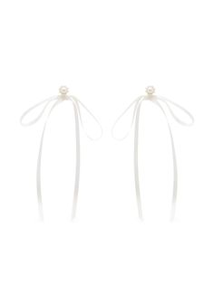 gold-tone brass ivory ribbon bow detailing pearl detailing post-back fastening for pierced ears These earrings come as a pair. Irish Fashion, Bow Earrings, Earrings White, Single Earring, Dainty Earrings, Brass Earrings, Ribbon Bow, Pierced Ears, Women Accessories Jewelry