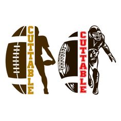 two football logos with one running and the other holding a ball