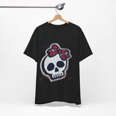 Punk Skull Cute Tee - Y2K Vintage Shirt - 2000's Punk Fashion tshirt This classic unisex jersey short sleeve tee fits like a well-loved favorite. Soft cotton and quality print make users fall in love with it over and over again. These t-shirts have-ribbed knit collars to bolster shaping. The shoulders are tapered for a better fit over time. Dual side seams hold the garment's shape for longer.  .: Made with 100% Airlume combed and ring-spun cotton, a lightweight fabric (4.2 oz/yd² (142 g/m that i Emo Cotton T-shirt With Graphic Design, Punk Style Short Sleeve T-shirt With Graffiti Print, Punk Style Pre-shrunk Short Sleeve Shirt, Alternative Skull Graphic Print T-shirt, Alternative Pre-shrunk T-shirt, Edgy Skull Graphic Print T-shirt, Emo Style Graphic T-shirt For Streetwear, Cotton Grunge T-shirt With Skull Print, Punk Style T-shirt With Screen Print For Alternative Fashion