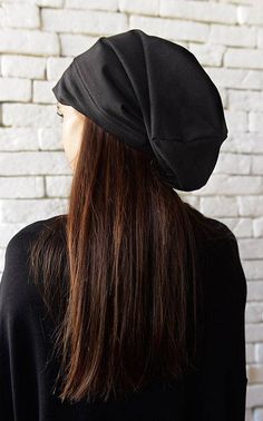 NEW Black Drape Hat/Asymmetric Black Beanie/Slouchy Black Beanie Bonnet For Outdoor, Adjustable Solid Bonnet For Fall, Casual Slouchy Bonnet, Adjustable Solid Color Bonnet For Fall, One Size Solid Color Hat For Fall, Black Winter Hat For Everyday Use, Black Hat For Everyday Winter Wear, Basic Black Beanie Hat, Basic Beanie Hats For Everyday