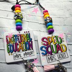 "Are you looking for a unique and personalized gift for your favorite teacher? Look no further than our rainbow leopard lanyard! This lanyard is made of durable, high-quality material and can be customized with colorful beads to make it truly one-of-a-kind. Not only is this lanyard a great way to show your appreciation for the teachers in your life, but it's also a great stocking stuffer for Christmas! These bright and colorful Teacher Rainbow Personalized lanyards are made up of silicone/Acryli Personalized Multicolor Keychains For Everyday Use, Customized Multicolor Keychains For School, Rectangular Multicolor Keychains For School, Personalized Multicolor Keychains, Everyday Multicolor Personalized Keychains, Personalized Multicolor Badge Reel For Teacher Appreciation, Multicolor Badge Holder With Keychain For Gifts, Fun Multicolor Lanyards For Gifts, Fun Multicolor Lanyards As Gifts